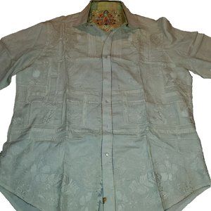 RARE Robert Graham limited edition white embrodery button down shirt size LARGE